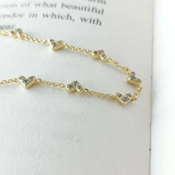 NEW Kendra Scott Haven Heart Gold White Crystal Chain Bracelet - Picture 2 of 3